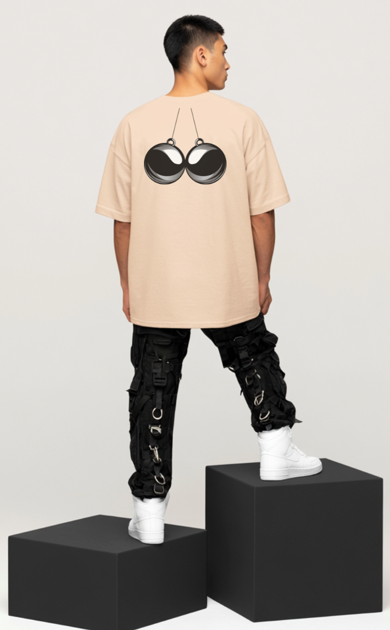 Beige t-shirt back, studio mockup